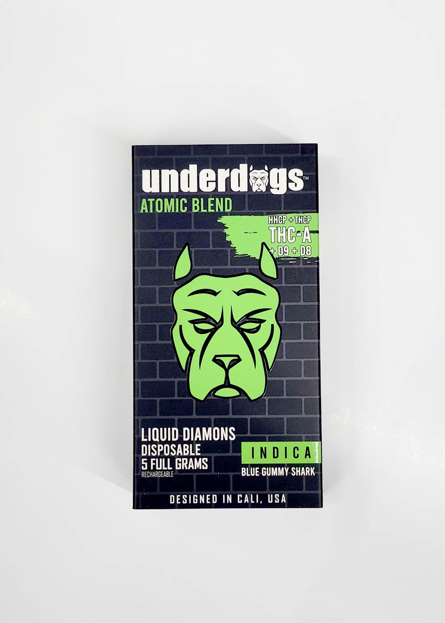 Underdogs Atomic Blend HHCP + THC-P + THC-A + D9 + D8 Liquid Diamonds Disposable 5gm - Blue Gummy Shark