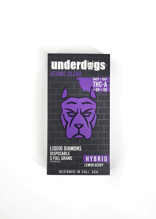 Underdogs Atomic Blend HHCP + THC-P + THC-A + D9 + D8 Liquid Diamonds Disposable 5gm - Lemon Berry Hybrid