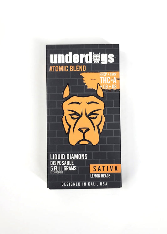 Underdogs Atomic Blend HHCP + THC-P + THC-A + D9 + D8 Liquid Diamonds Disposable 5gm - Lemon Heads Sativa